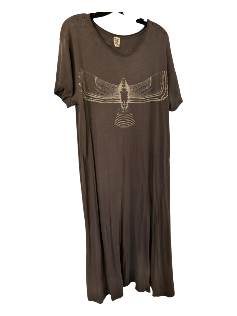 Magnolia Pearl Charcoal Gray Maxi Dress with Ivory Bird Motif